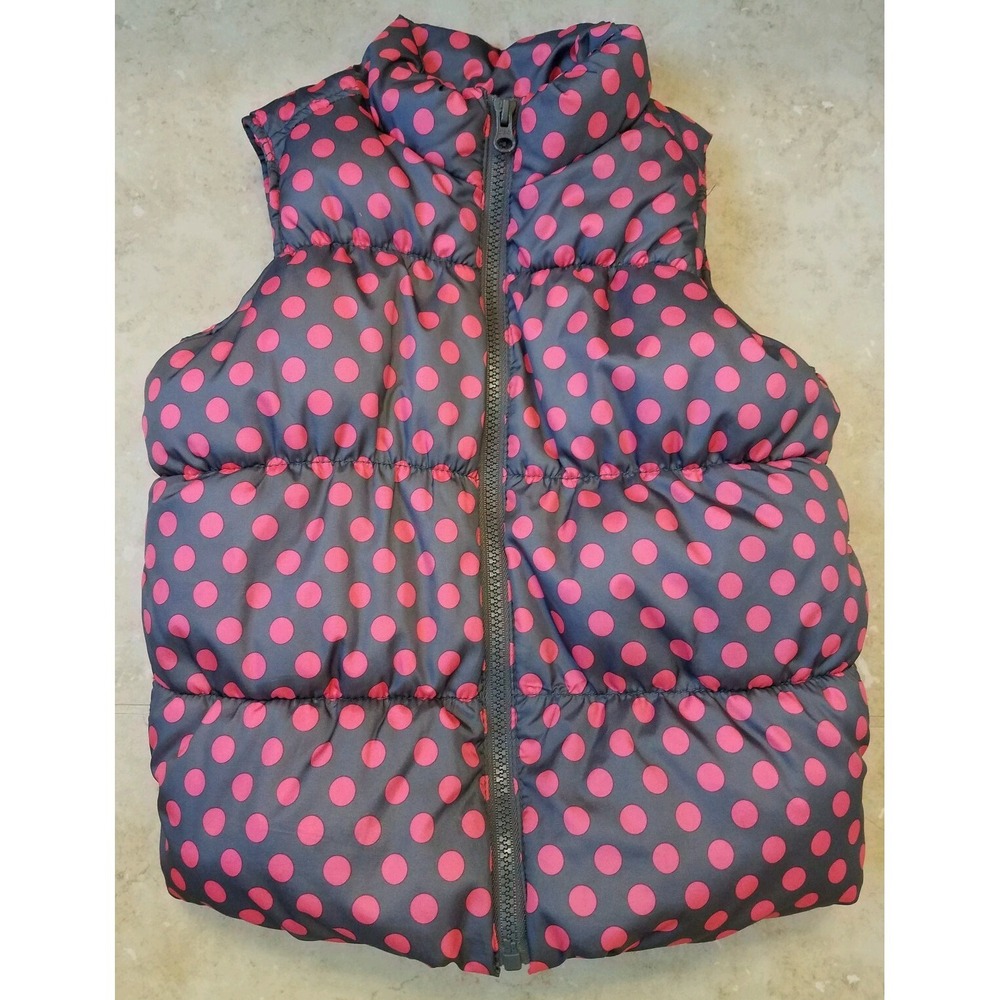 Old Navy Girls Frost Free Puffer Vest Grey Pink size Small (6-7)